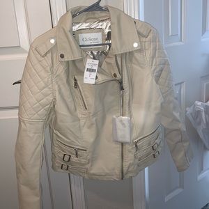 Faux ivory leather jacket